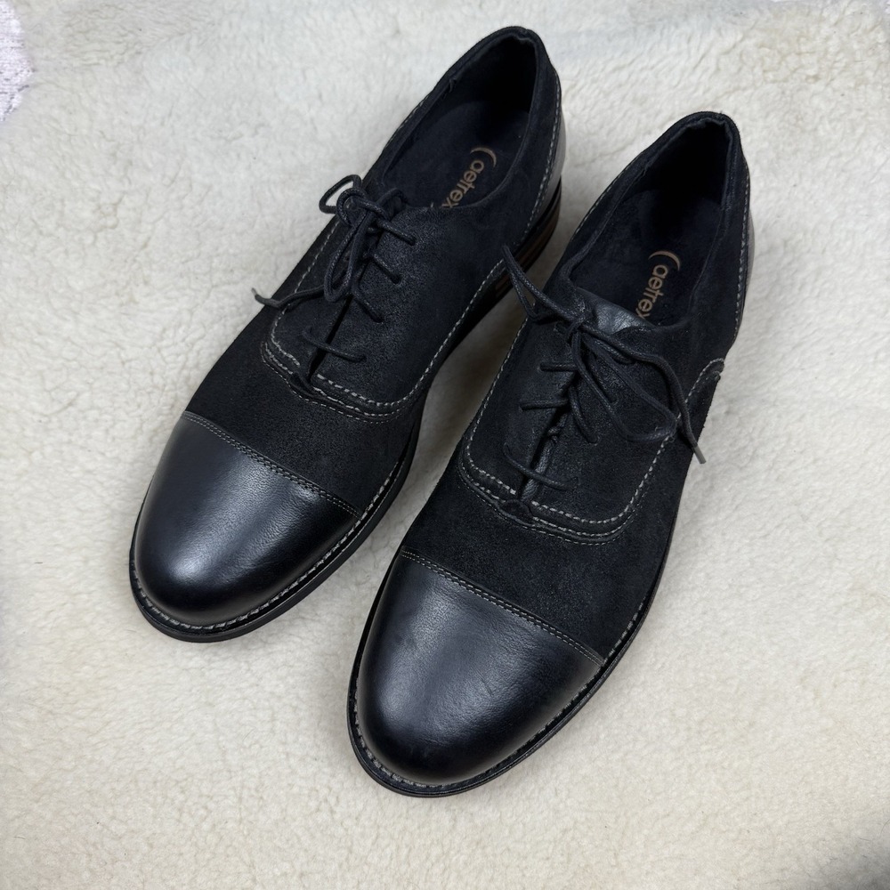 Aetrex Jaden‎ Cap Toe Lace Up Oxford Men's Black Comfort Dress Shoes Size 12